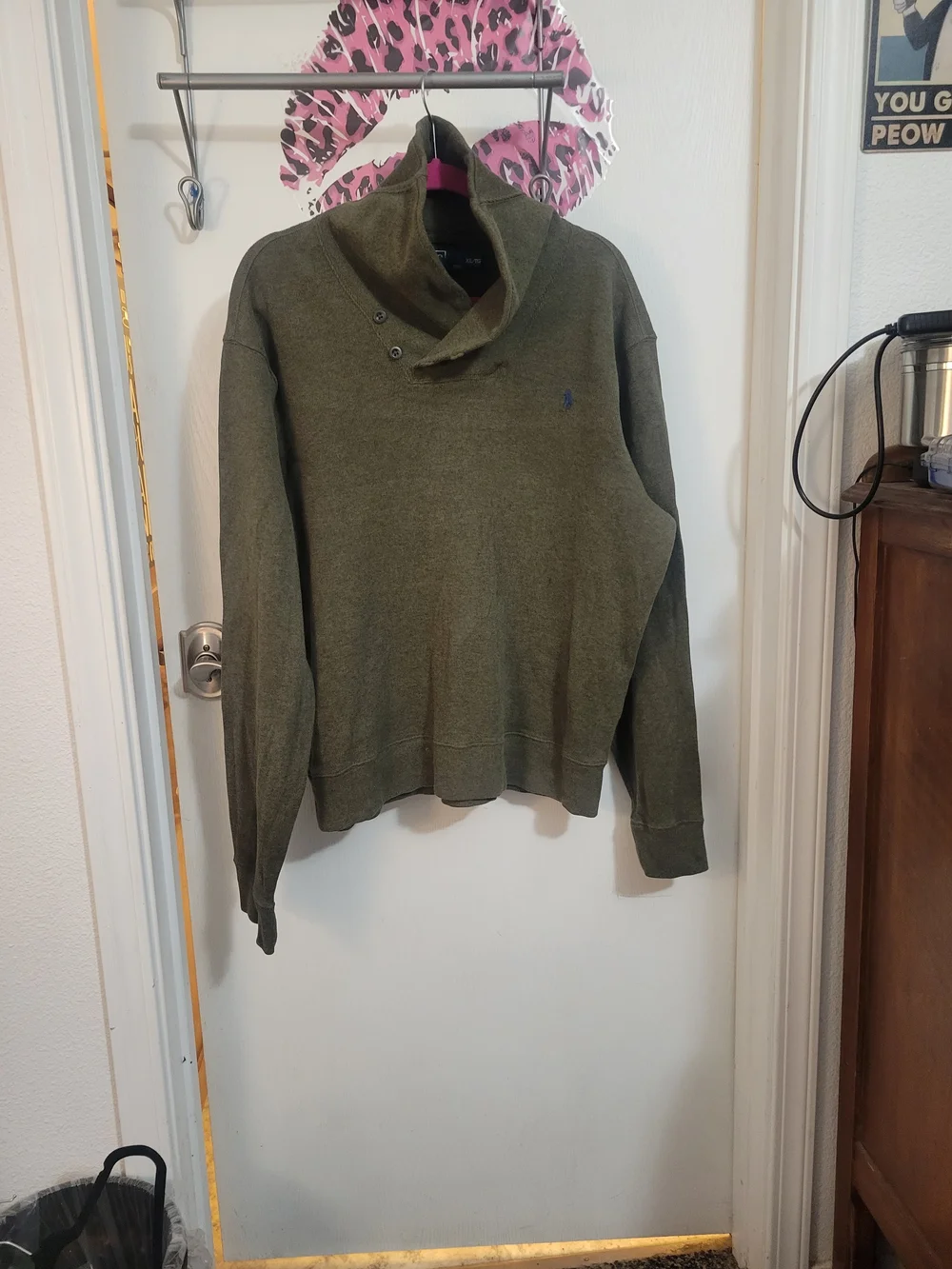 Polo by Ralph Lauren Olive Green Men's Button-Neck Sweater